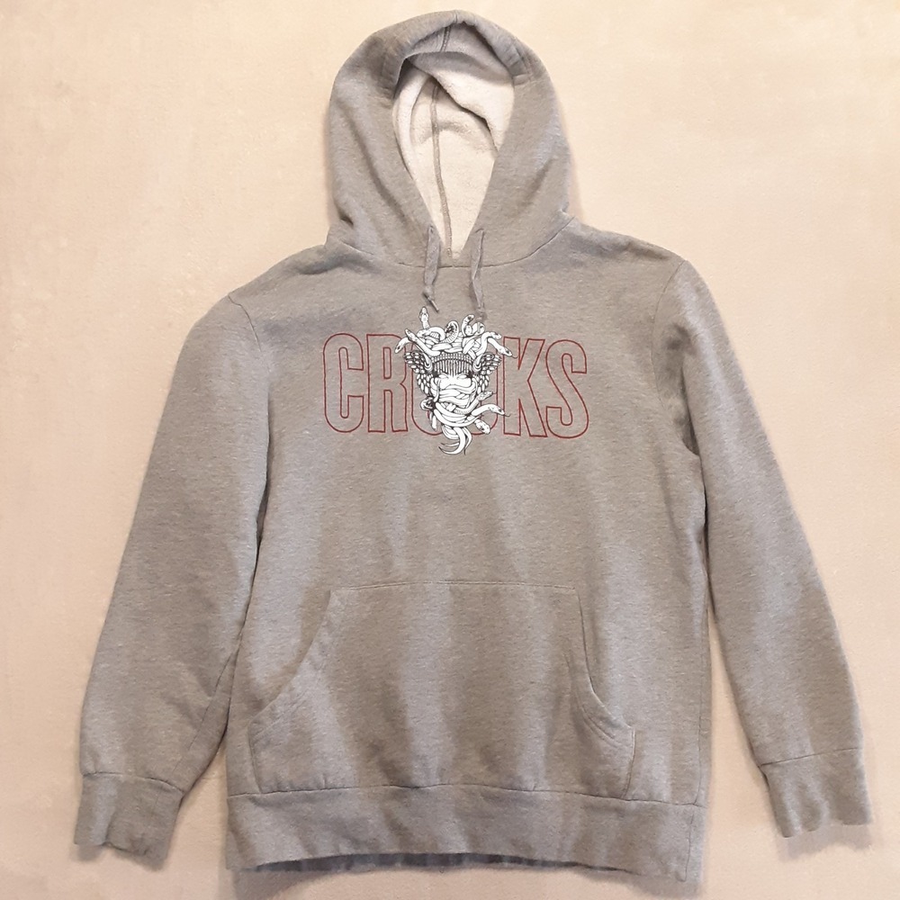 Crooks & Castles Mens Graphic Pullover Hoodie Large Gray Medussa Bandana